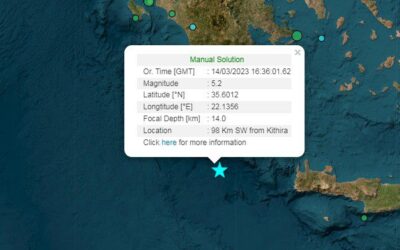 Σεισμός 5,3 Ρίχτερ σημειώθηκε στη Μεσόγειο και τα Κύθηρα