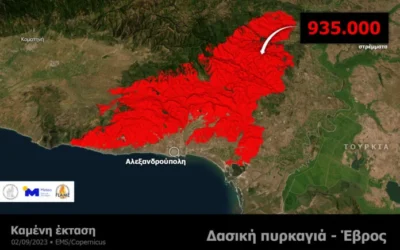 Έβρος: 935.000 τα καμένα στρέμματα έως το πρωί του Σαββάτου